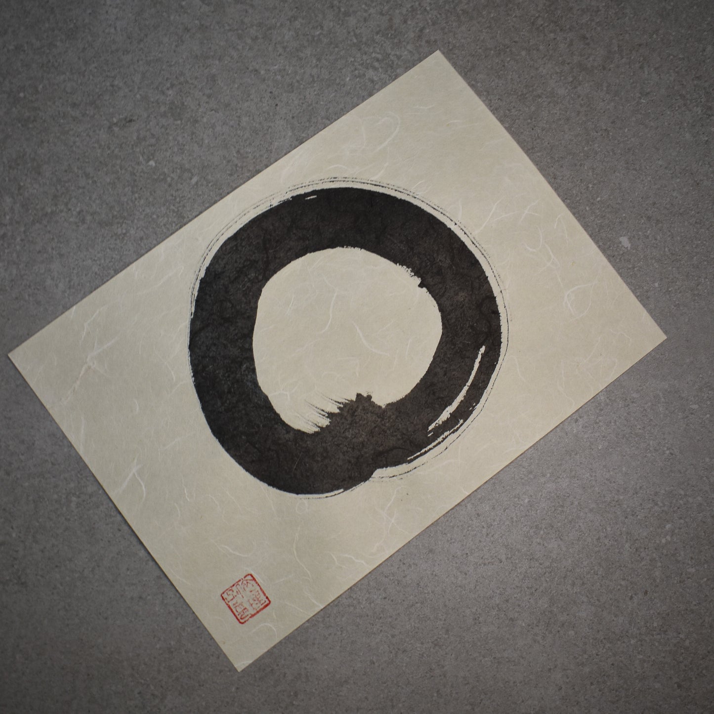 Original Calligraphy Art: Enclosed Landscape Washi Enso