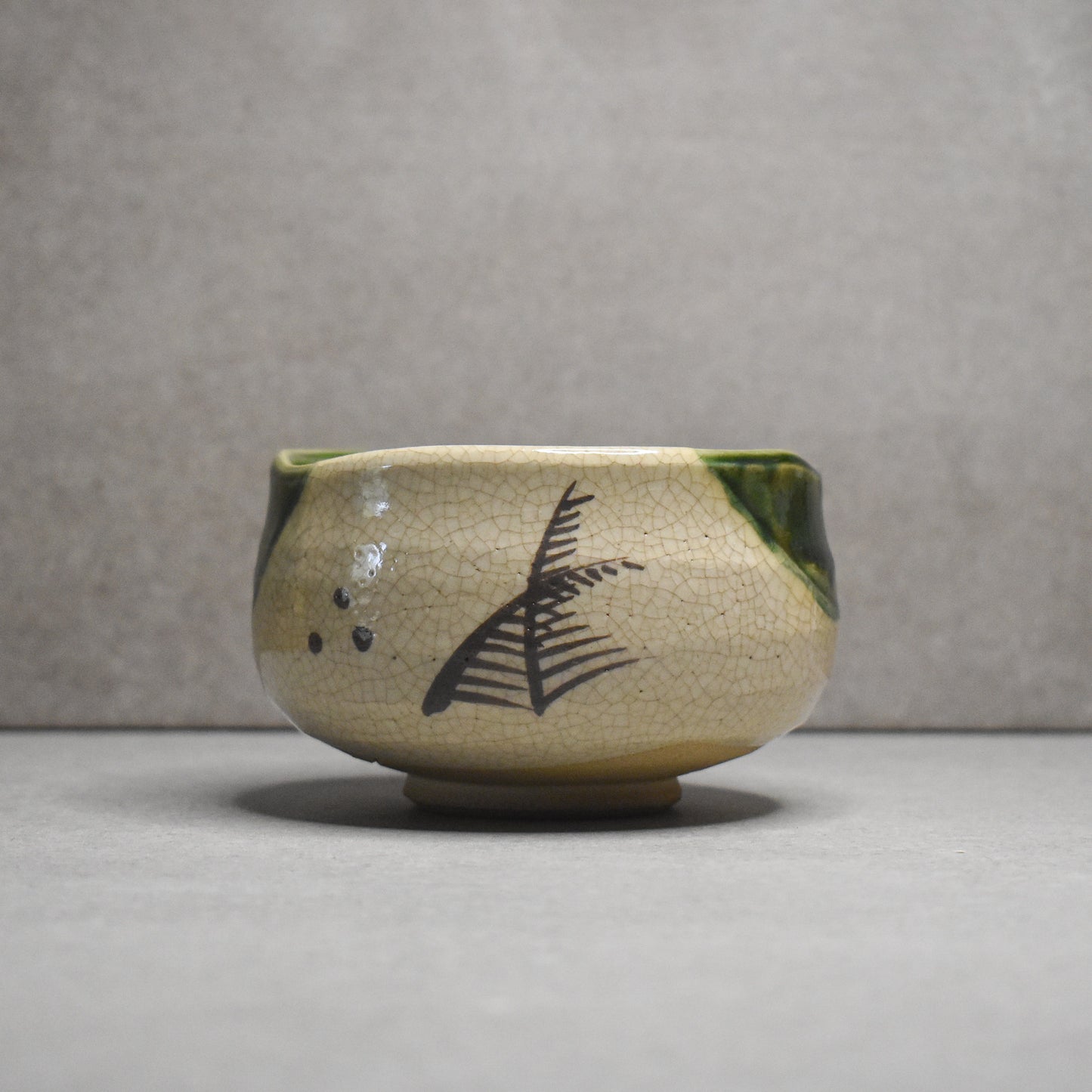 Vintage: Ao-Oribe Chawan from Kikyoya kiln