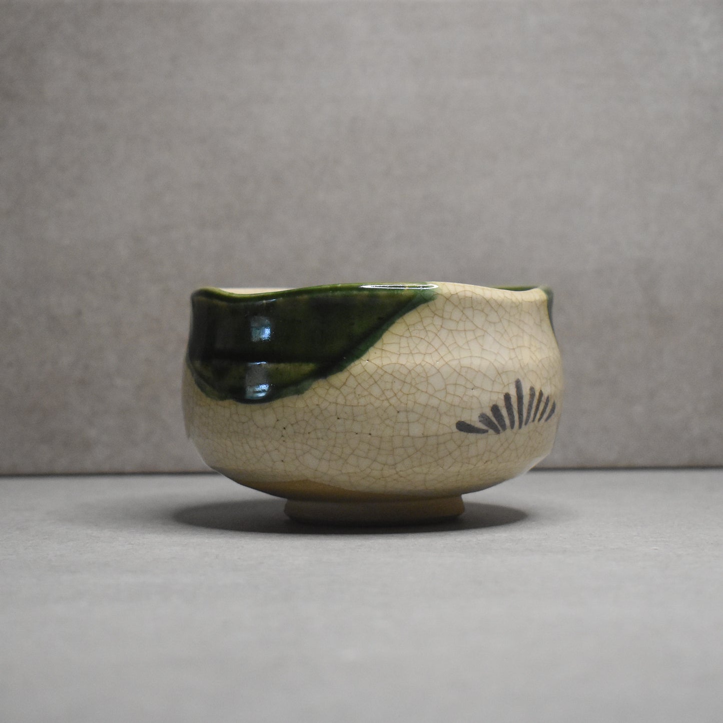 Vintage: Ao-Oribe Chawan from Kikyoya kiln