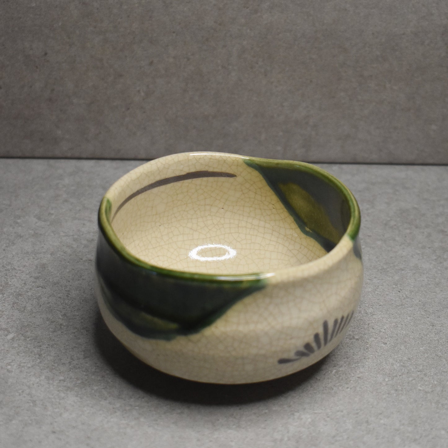 Vintage: Ao-Oribe Chawan from Kikyoya kiln