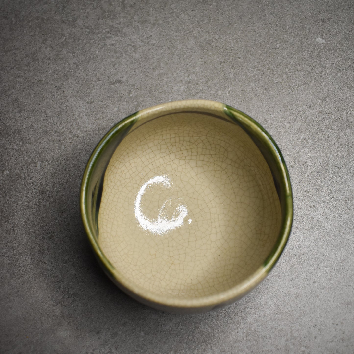 Vintage: Ao-Oribe Chawan from Kikyoya kiln