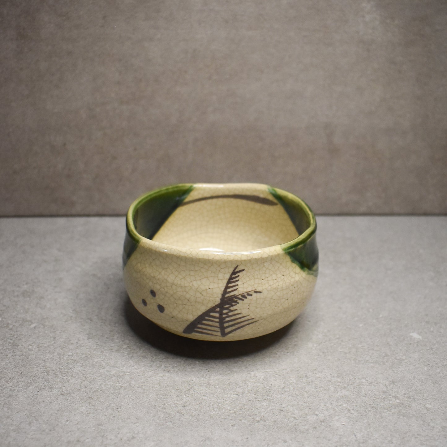 Vintage: Ao-Oribe Chawan from Kikyoya kiln